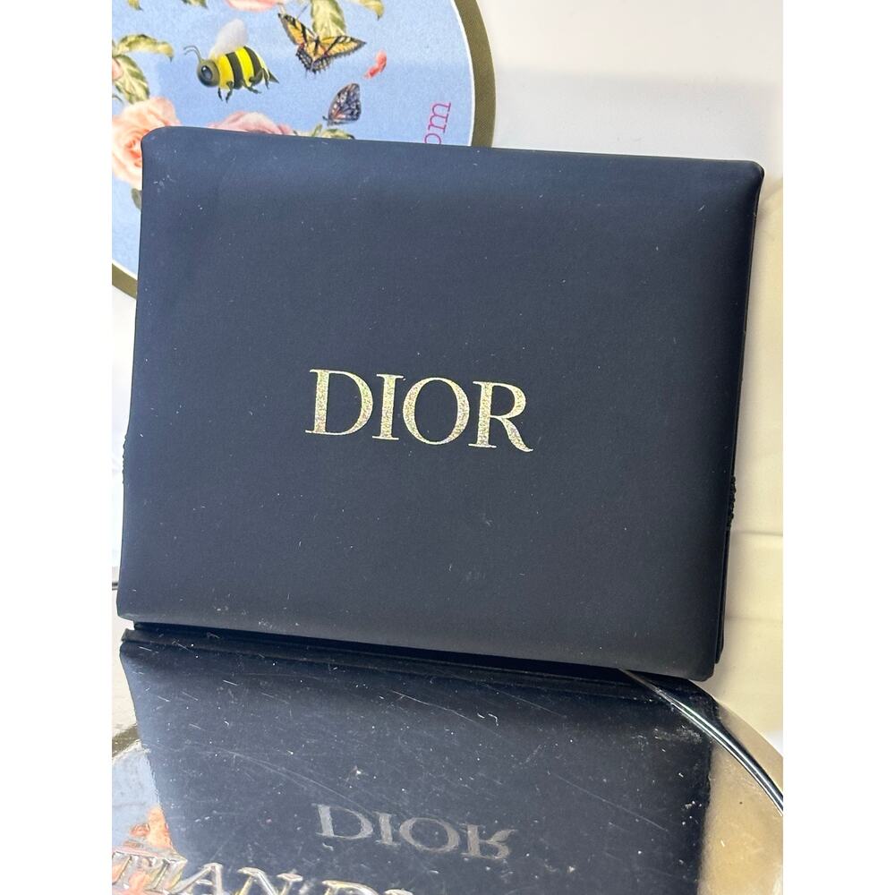 Dior Folded Mirror with Card Slot - Black with Gold lettering - NEW no box